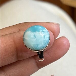 Elegant Silver and Larimar Stone Ring